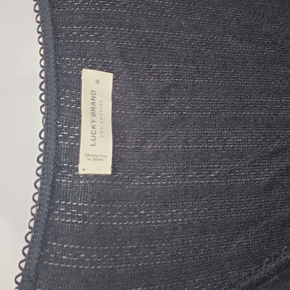 Lucky Brand Pointelle-Trim Surplice Top Jet Black XL New - Picture 10 of 10